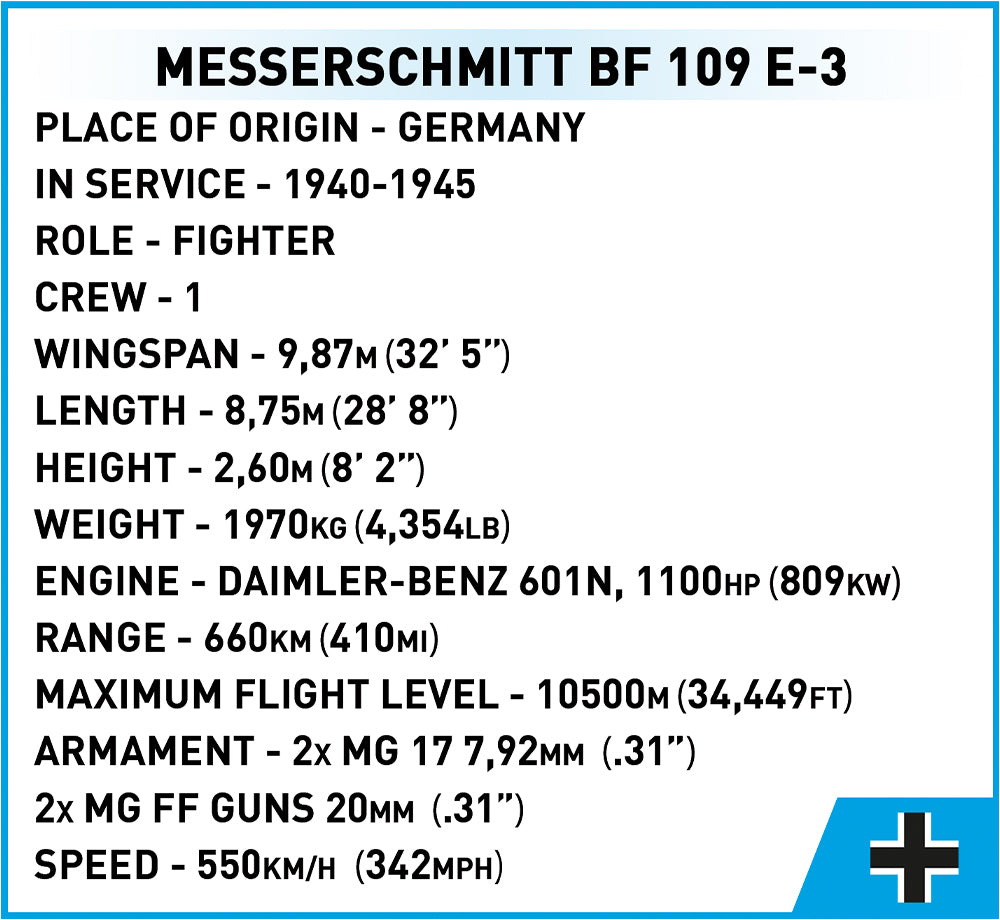 COBI Messerschmitt BF 109 E-3 Set #5727