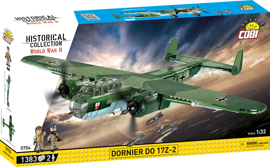 Cobi Dornier DO 17Z-2 model kit packaging with airplane and people on a runway