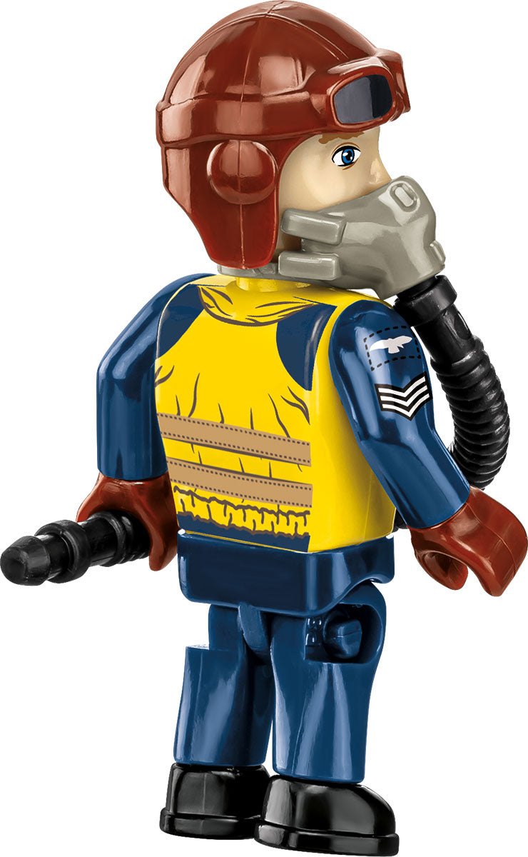 Toy figure in aviation uniform with helmet and oxygen mask on a white background #5758