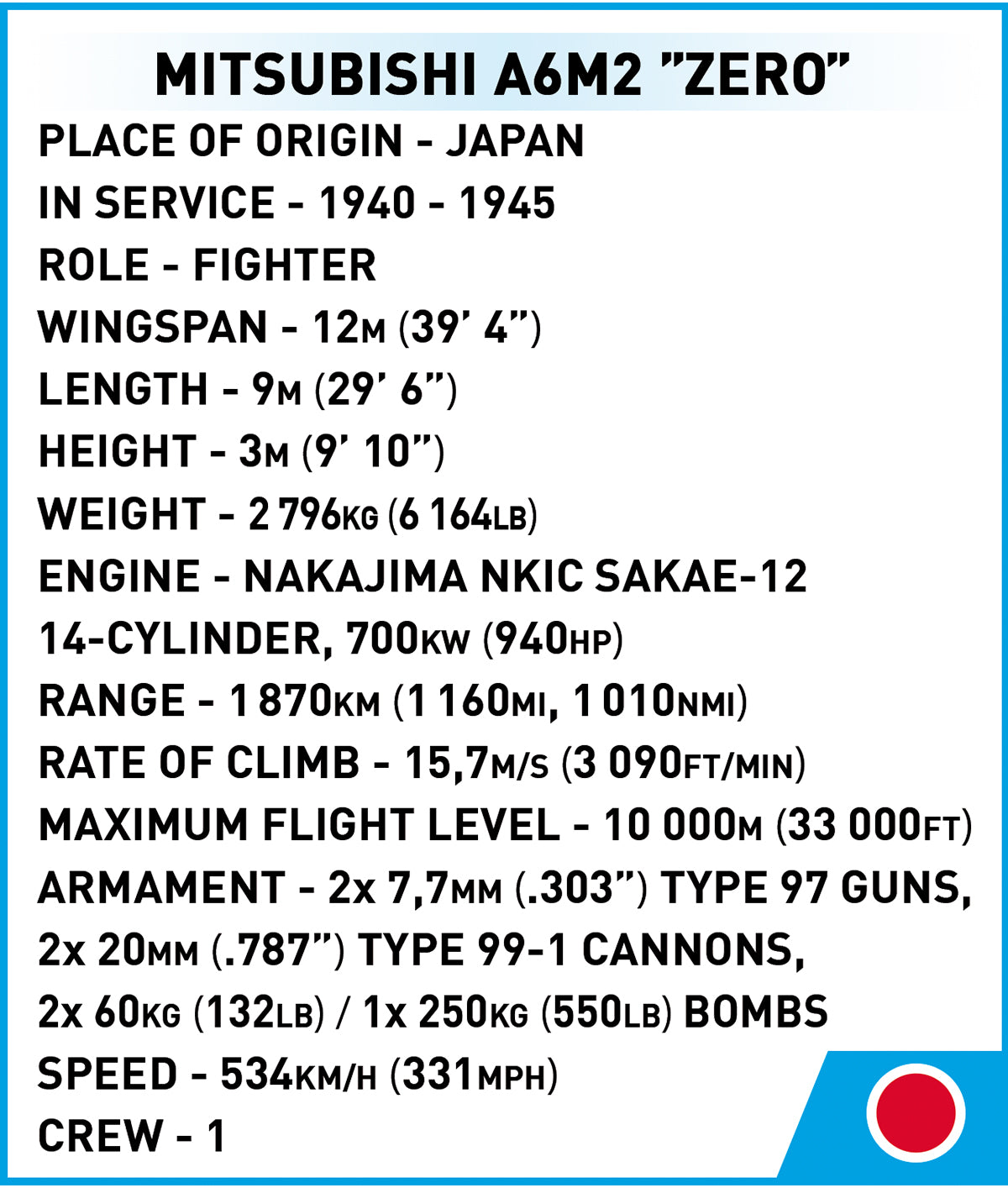 COBI Mitsubishi A6M2 "Zero" Fighter: Set #5861