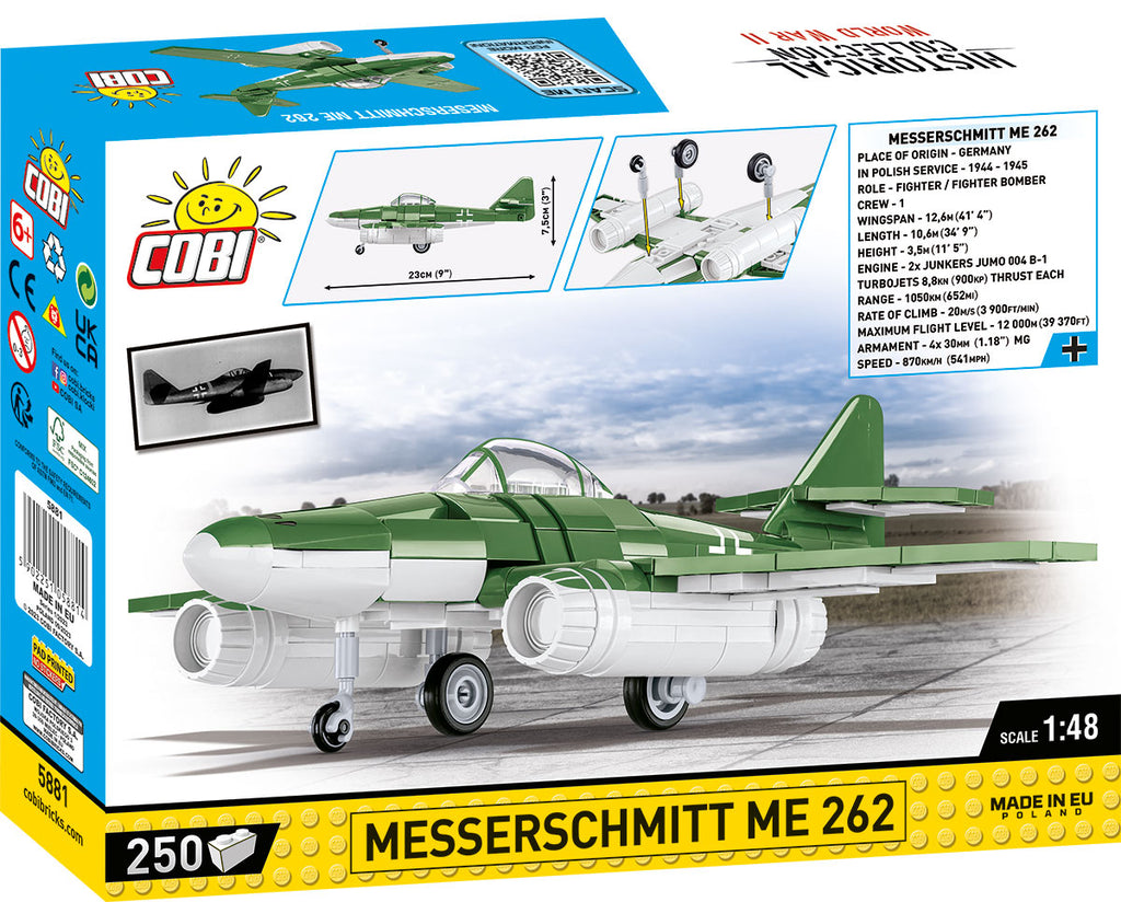 Boxed model kit of a Messerschmitt ME 262 aircraft with Cobi branding.