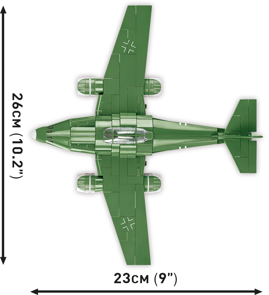 COBI Me262 #5881 top view with dimensions