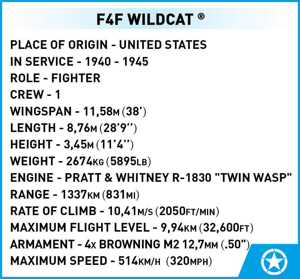 COBI F4F Northrop Grumman Wildcat Fighter: Set #5731